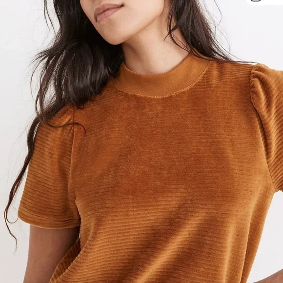 Madewell Women’s Velour Corduroy Mockneck Top Size Large - Picture 2 of 4